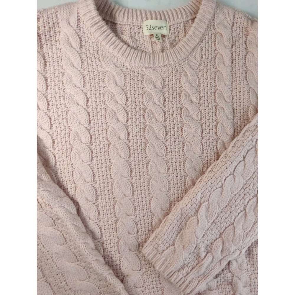 52seven Women's Solid‎ Cable Knit Sweater XL